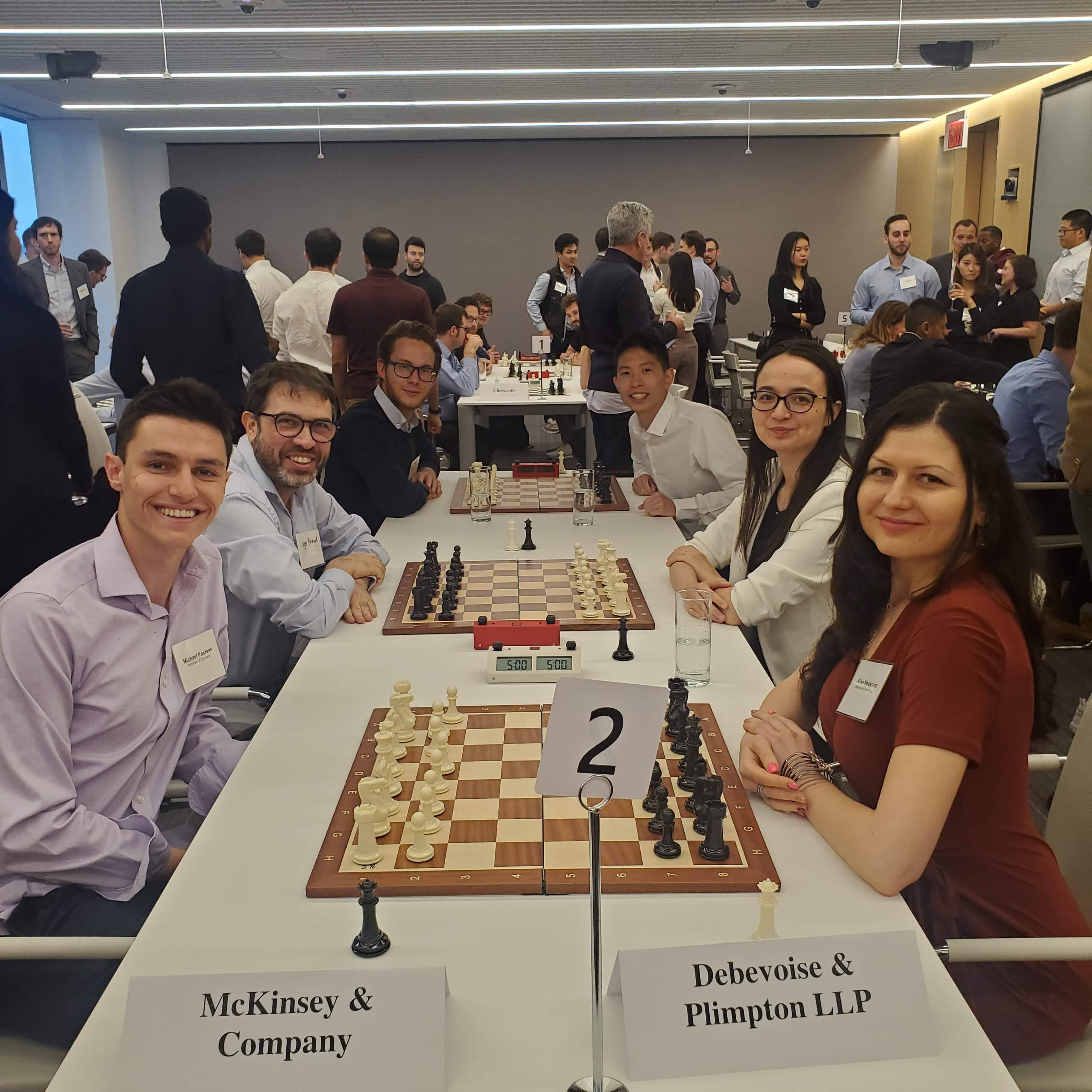 Playing in a corporate chess tournament, New York City